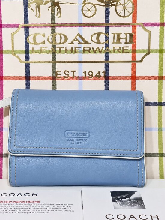 Coach Handbags - New, Vintage, Coach Legacy Blue Leather Card Wallet
